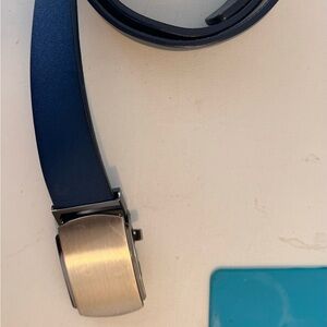 Men's Italian Full Leather Belt Navy Blue - Size 34